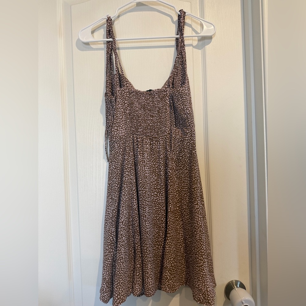Zara Brown Spotted silky Strappy Mini Dress - Picture 3 of 8